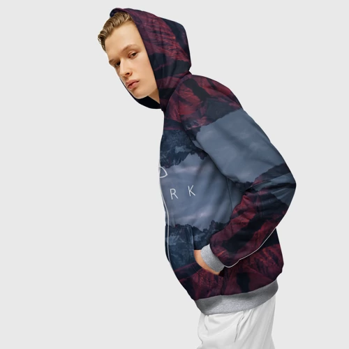 Мужская толстовка 3D на молнии с принтом Тьма Dark, вид сбоку #3