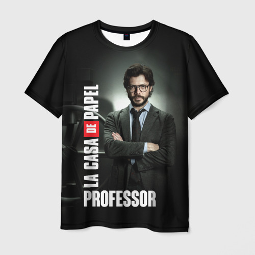 Мужская футболка с принтом Бумажный дом Профессор, вид спереди №1