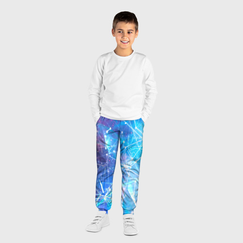 Детские брюки 3D с принтом Линии звезды блики, вид сбоку #3