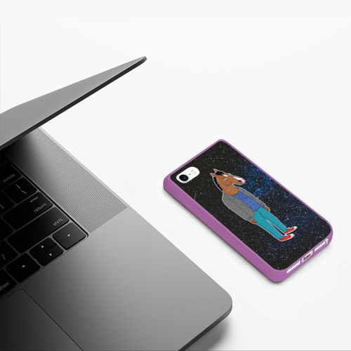 Чехол для iPhone 5/5S матовый Galaxy BoJack, цвет фиолетовый - фото 5