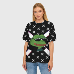 Женская футболка oversize 3D Pepe в очках EZ - фото 2