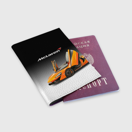 Обложка для паспорта матовая кожа McLaren, цвет фиолетовый - фото 3