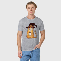Мужская футболка хлопок Сердитый котик с кофе - фото 2