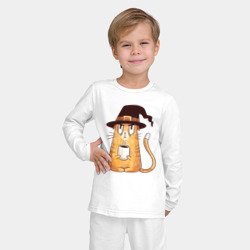 Детская пижама с лонгсливом хлопок Сердитый котик с кофе - фото 2