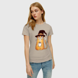 Женская футболка хлопок Сердитый котик с кофе - фото 2