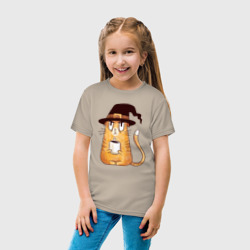Детская футболка хлопок Сердитый котик с кофе - фото 2