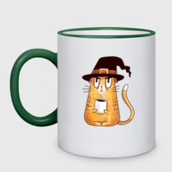 Кружка двухцветная Сердитый котик с кофе