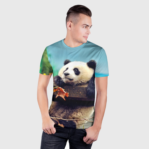 Мужская футболка 3D Slim Панда, цвет 3D печать - фото 3