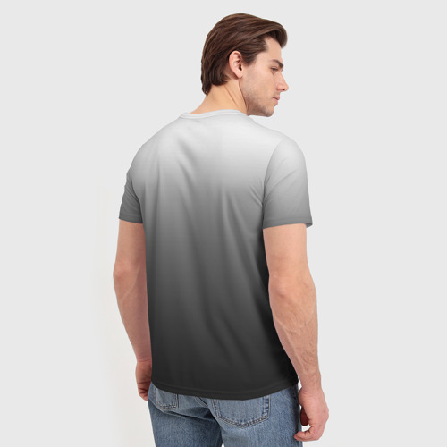 Мужская футболка 3D Черно-белый градиент, цвет 3D печать - фото 4