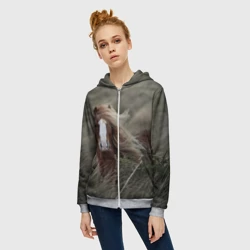 Женская толстовка 3D на молнии Конь - фото 2