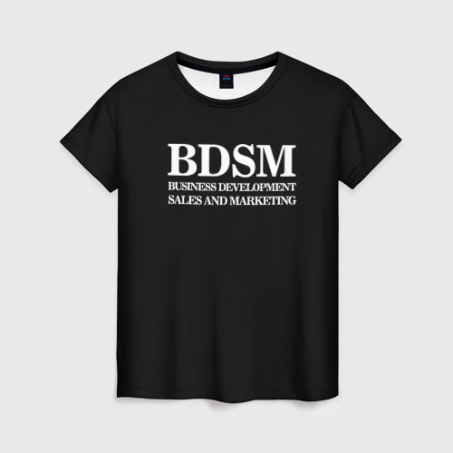 Женская футболка с принтом BDSM, вид спереди №1