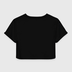 Топик (короткая футболка или блузка, не доходящая до середины живота) с принтом BDSM для женщины, вид сзади №1. Цвет основы: белый