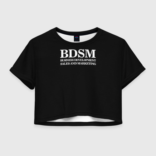 Женская футболка Crop-top с принтом BDSM, вид спереди №1