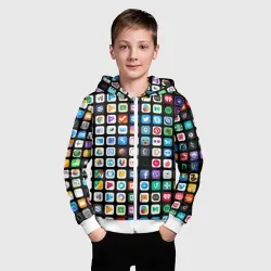 Детская толстовка 3D на молнии Iphone and Apps Icons - фото 2