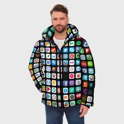 Мужская зимняя куртка 3D Iphone and Apps Icons - фото 2