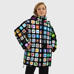 Женская зимняя куртка Oversize Iphone and Apps Icons - фото 2