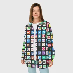 Женская рубашка oversize 3D Iphone and Apps Icons - фото 2