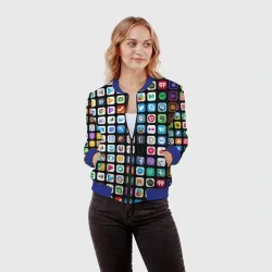 Женский бомбер 3D Iphone and Apps Icons - фото 2