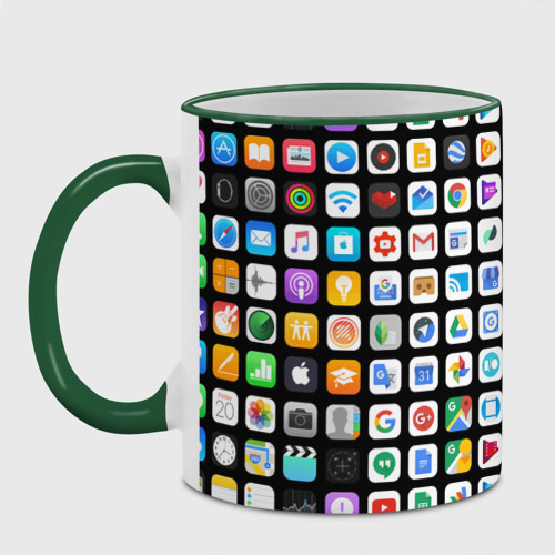 Кружка с полной запечаткой Iphone and Apps Icons, цвет Кант зеленый - фото 2
