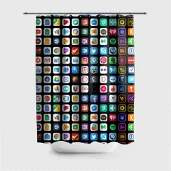 Штора 3D для ванной Iphone and Apps Icons