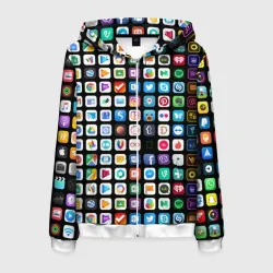 Мужская толстовка 3D на молнии Iphone and Apps Icons