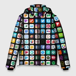 Мужская зимняя куртка 3D Iphone and Apps Icons