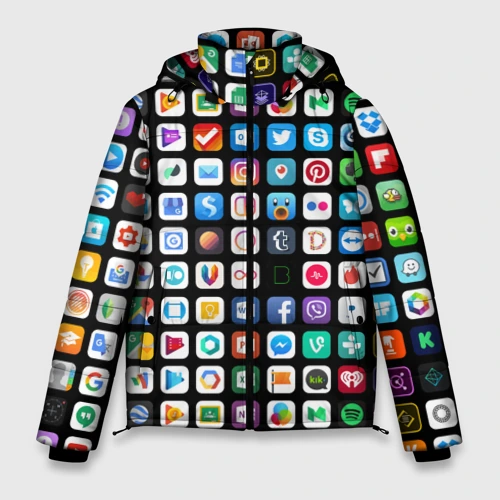 Мужская зимняя куртка 3D Iphone and Apps Icons