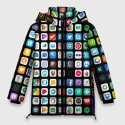 Женская зимняя куртка Oversize Iphone and Apps Icons