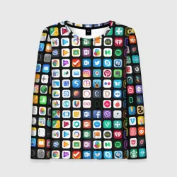 Женский лонгслив 3D Iphone and Apps Icons