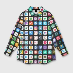 Женская рубашка oversize 3D Iphone and Apps Icons