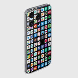 Чехол для iPhone 15 Pro силиконовый с защитой камеры Iphone and Apps Icons - фото 2