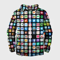Мужская ветровка 3D Iphone and Apps Icons