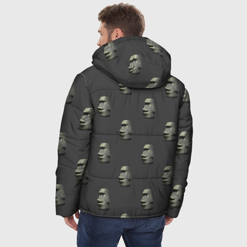 Мужская зимняя куртка 3D Голова с острова Пасхи, цвет черный - фото 4