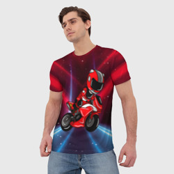 Мужская футболка 3D Байкер Мотоциклист - фото 2