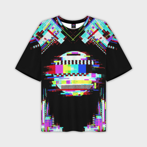 Мужская футболка oversize 3D Glitch VHS, цвет 3D печать