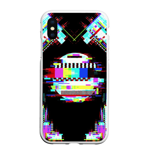 Чехол для iPhone XS Max матовый Glitch VHS, цвет белый