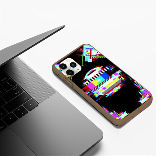 Чехол для iPhone 11 Pro Max матовый Glitch VHS, цвет коричневый - фото 5