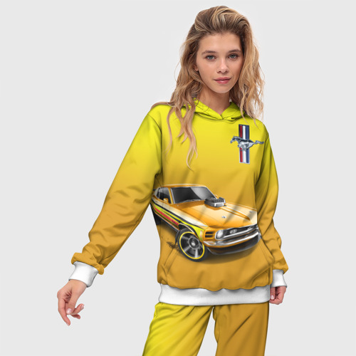 Женский костюм с толстовкой 3D Ford mustang - motorsport, цвет белый - фото 3