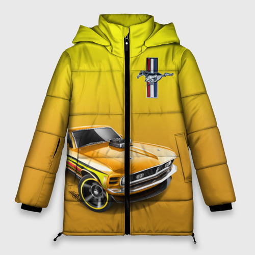 Женская зимняя куртка 3D с принтом Ford mustang - motorsport, вид спереди #2