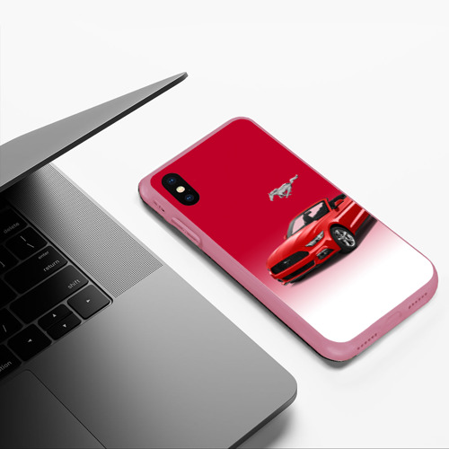 Чехол для iPhone XS Max матовый Mustang, цвет малиновый - фото 5