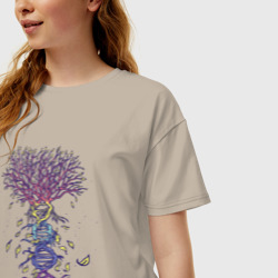 Женская футболка хлопок Oversize ДНК Дерево - фото 2