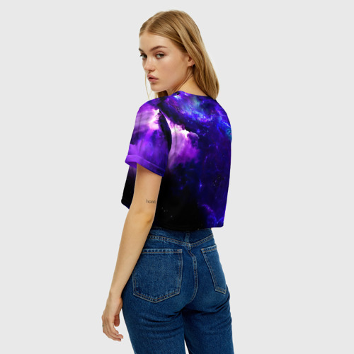 Женская футболка Crop-top 3D Космическое небо, цвет 3D печать - фото 5