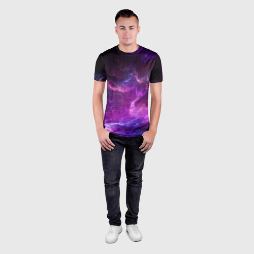 Мужская футболка 3D Slim с принтом Космическое небо, вид сбоку #3