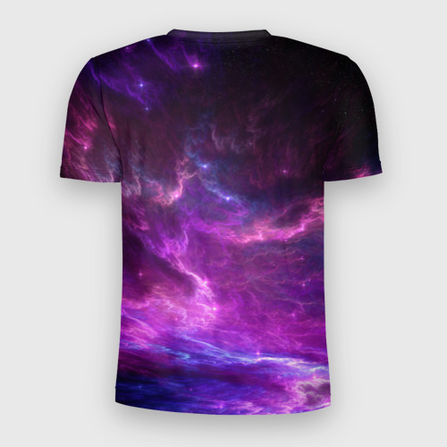 Мужская футболка 3D Slim с принтом Космическое небо, вид сзади #1
