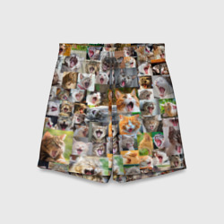 Детские спортивные шорты 3D Неко ахегао цвет коты паттерн