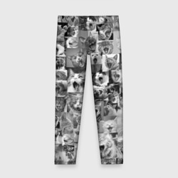 Детские леггинсы 3D Неко ахегао чб коты паттерн