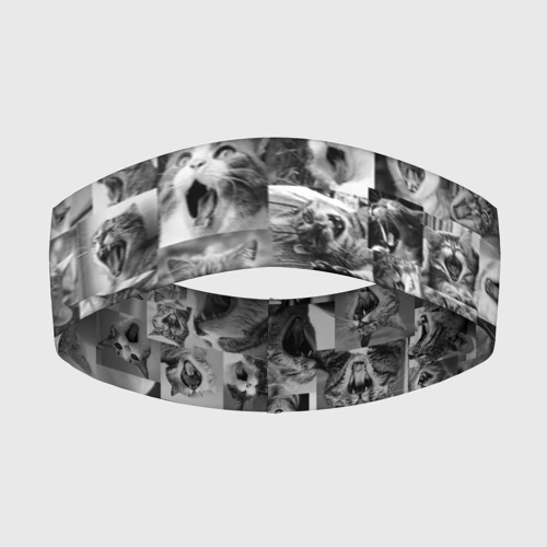Повязка на голову 3D Неко ахегао чб коты паттерн