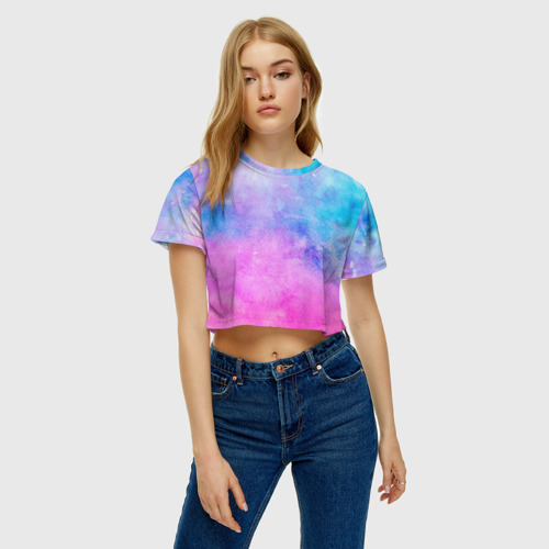 Женская футболка Crop-top 3D Акварельные пятна, цвет 3D печать - фото 3
