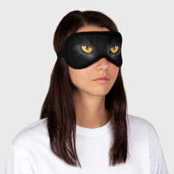 Маска для сна 3D Черная кошка с желтыми глазами - фото 2