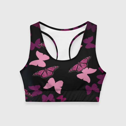 Женский спортивный топ 3D Розовые бабочки, цвет 3D печать